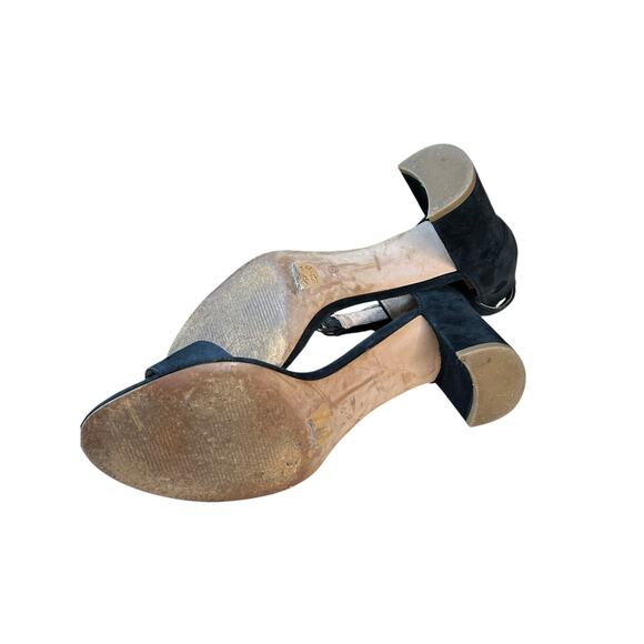 Madewell Regina Ankle-Strap‎ Sandal Black Suede Block Heel Buckle Size US 9 - Picture 2 of 9